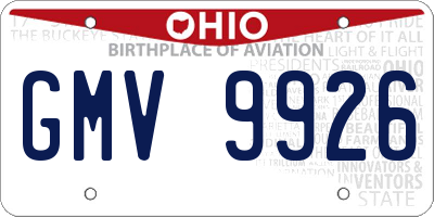 OH license plate GMV9926