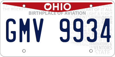 OH license plate GMV9934
