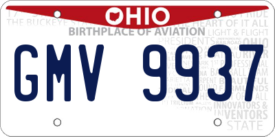 OH license plate GMV9937