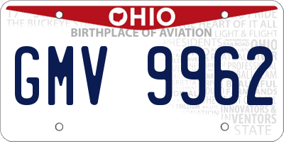 OH license plate GMV9962