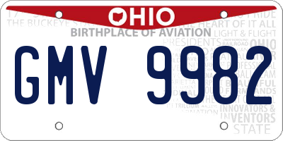 OH license plate GMV9982