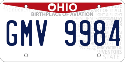 OH license plate GMV9984