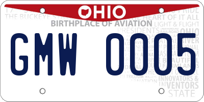 OH license plate GMW0005