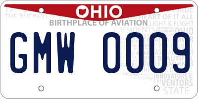 OH license plate GMW0009