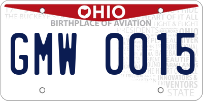 OH license plate GMW0015