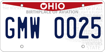 OH license plate GMW0025