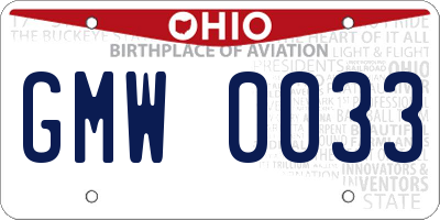 OH license plate GMW0033