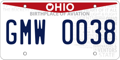 OH license plate GMW0038
