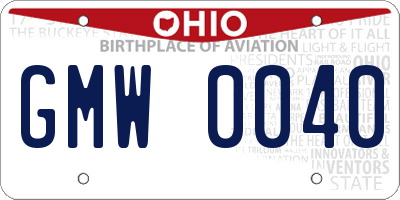 OH license plate GMW0040