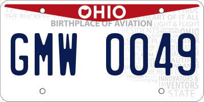 OH license plate GMW0049
