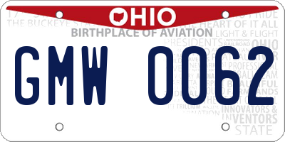 OH license plate GMW0062