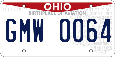 OH license plate GMW0064