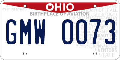 OH license plate GMW0073