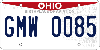 OH license plate GMW0085