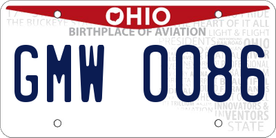 OH license plate GMW0086