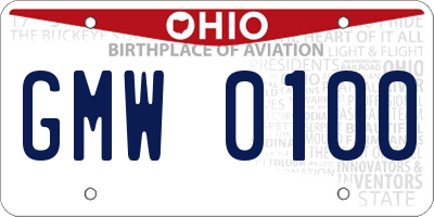 OH license plate GMW0100