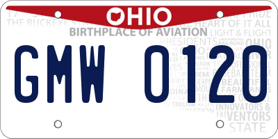 OH license plate GMW0120
