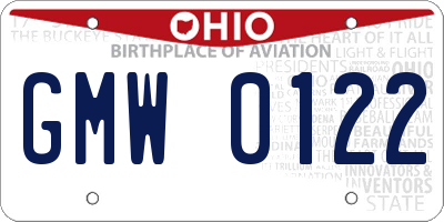 OH license plate GMW0122