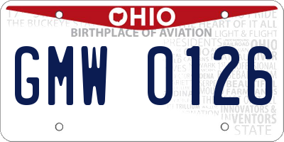 OH license plate GMW0126