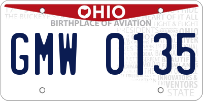 OH license plate GMW0135