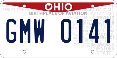 OH license plate GMW0141