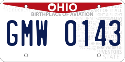 OH license plate GMW0143