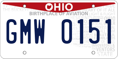 OH license plate GMW0151