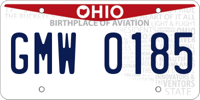 OH license plate GMW0185