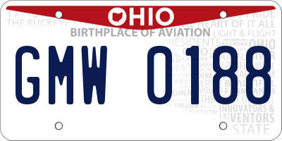 OH license plate GMW0188