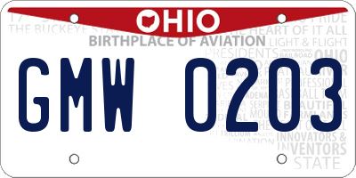 OH license plate GMW0203