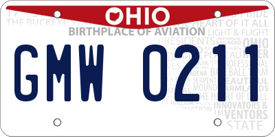 OH license plate GMW0211