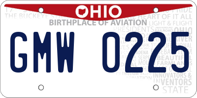 OH license plate GMW0225