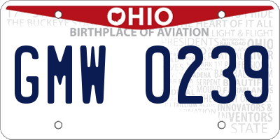 OH license plate GMW0239