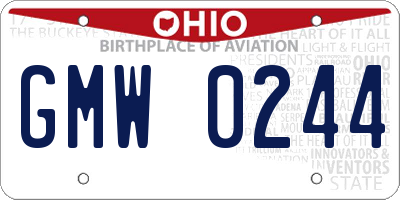 OH license plate GMW0244