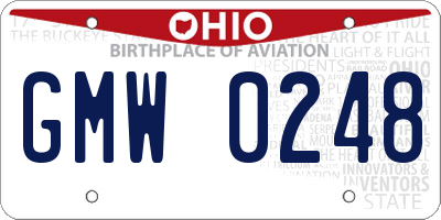 OH license plate GMW0248