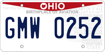 OH license plate GMW0252