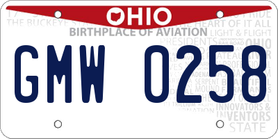OH license plate GMW0258
