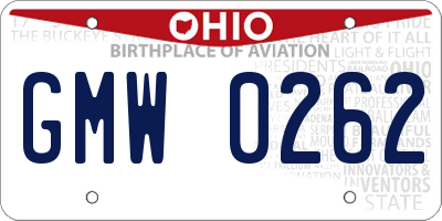 OH license plate GMW0262