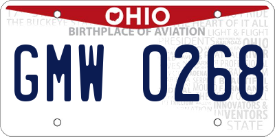 OH license plate GMW0268