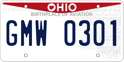 OH license plate GMW0301