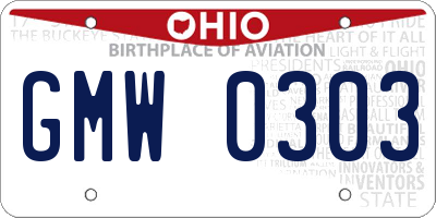 OH license plate GMW0303