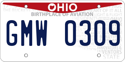 OH license plate GMW0309