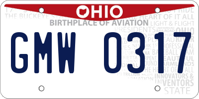 OH license plate GMW0317