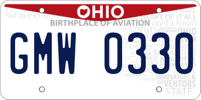 OH license plate GMW0330