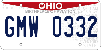 OH license plate GMW0332