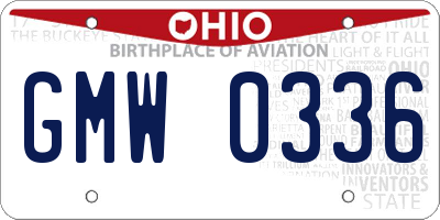 OH license plate GMW0336
