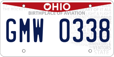 OH license plate GMW0338