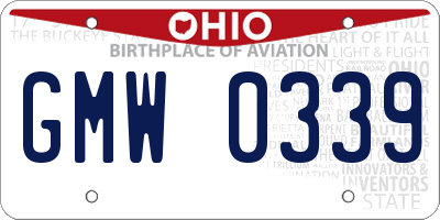 OH license plate GMW0339