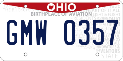 OH license plate GMW0357