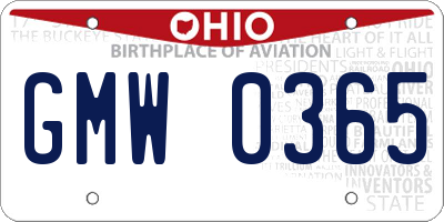 OH license plate GMW0365